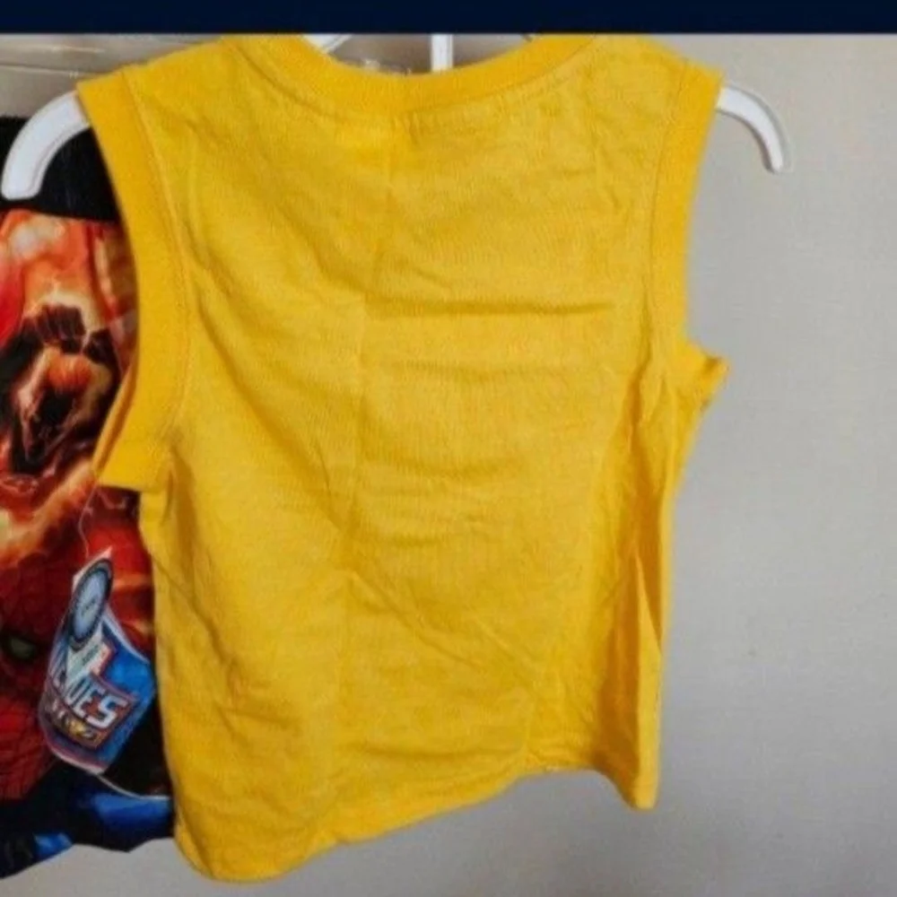 Vibrant Yellow Superhero Shirt And Short Swim Set with Marvel Graphics. Boys 5T - Picture 3 of 6